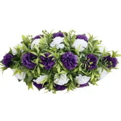 Gerbe chrysanthèmes 22 tiges violet et blanc 70x40xH20cm