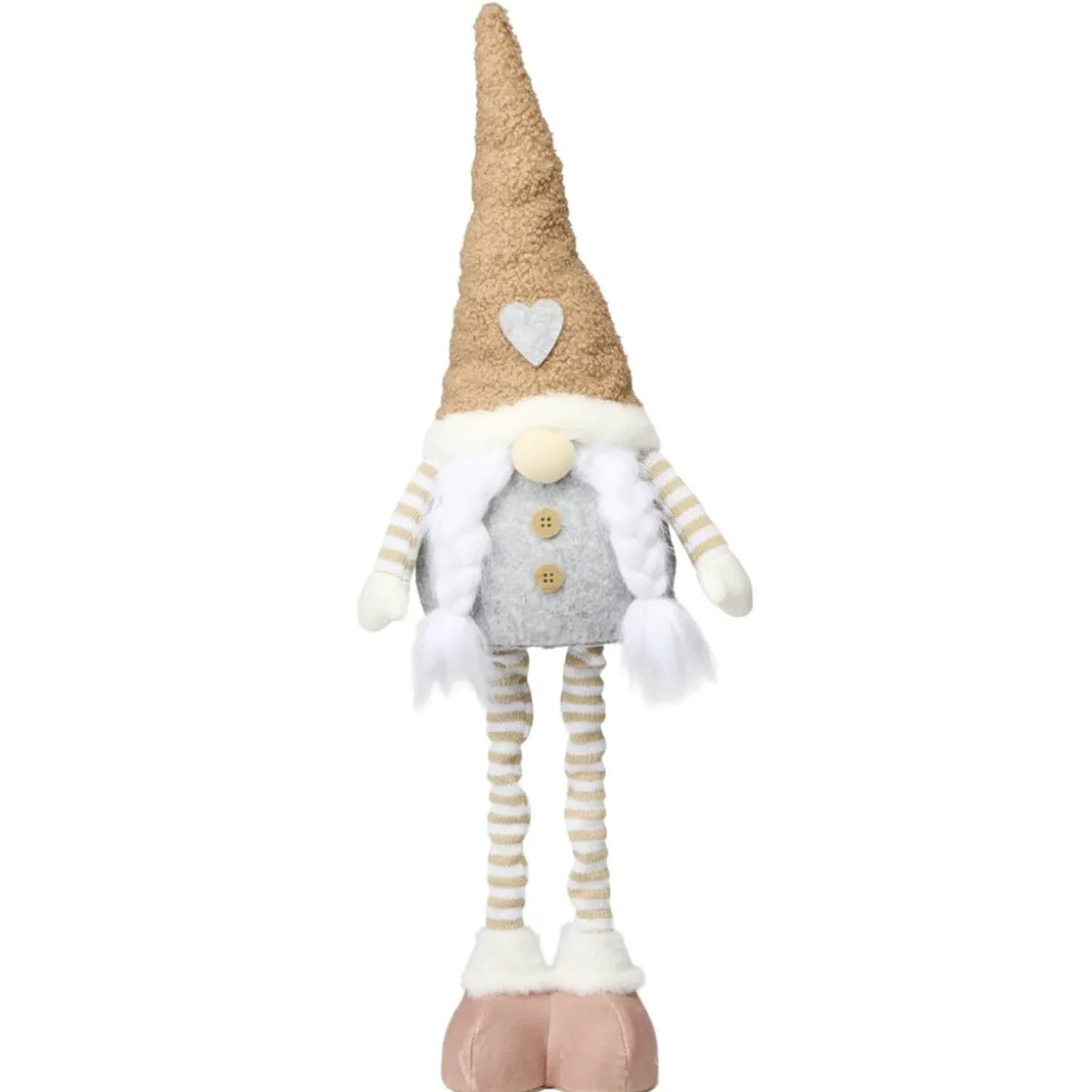 Gnome de Noël nature à poser jambes extensibles H50 à 68cm (2 modèles)