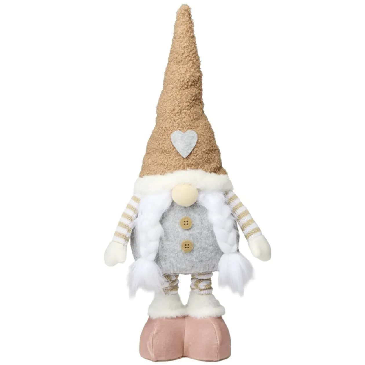 Gnome de Noël nature à poser jambes extensibles H50 à 68cm (2 modèles)