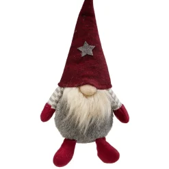 Gnome Noël à poser rouge et gris H.27 cm < Gifi Clearance