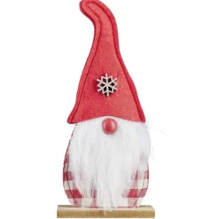 Gnome à poser en bois rouge et blanc L10,5xl4,5xH24cm < Gifi Online