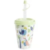 Gobelet avec couvercle paille plastique vert Ø8,7xH20cm < Gifi