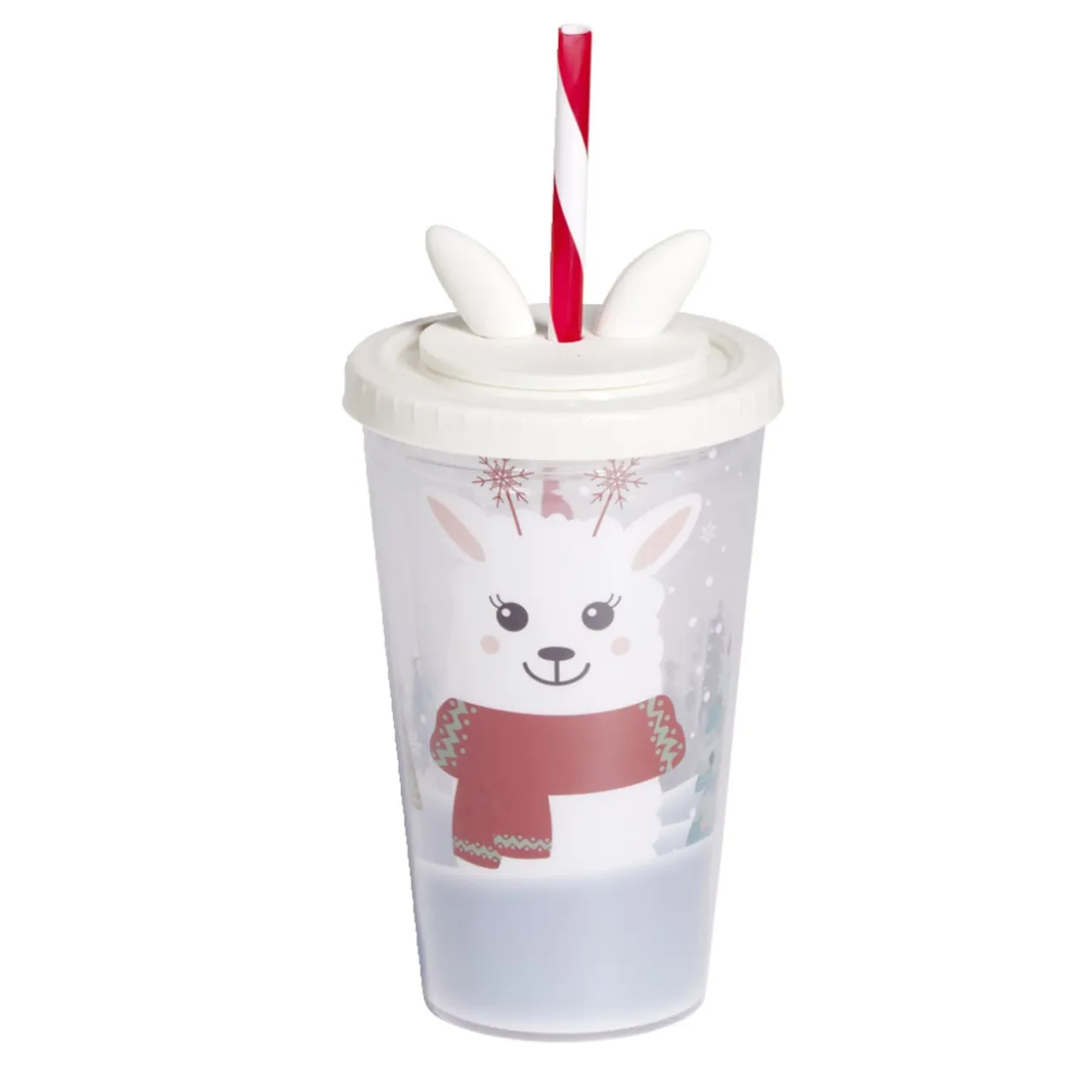 Gobelet avec paille motif renne 450ml