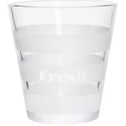 Gobelet bas conique transparent rayure blanche 25cl x3 - Ø8,4 x H8 cm
