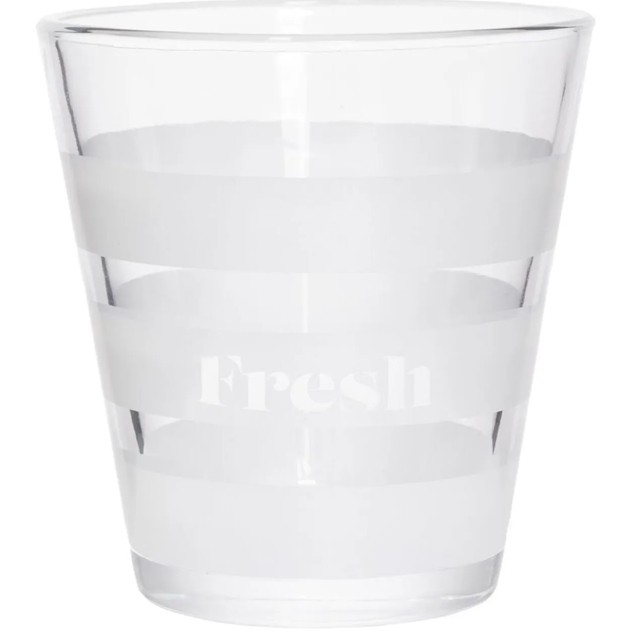 Gobelet bas conique transparent rayure blanche 25cl x3 - Ø8,4 x H8 cm