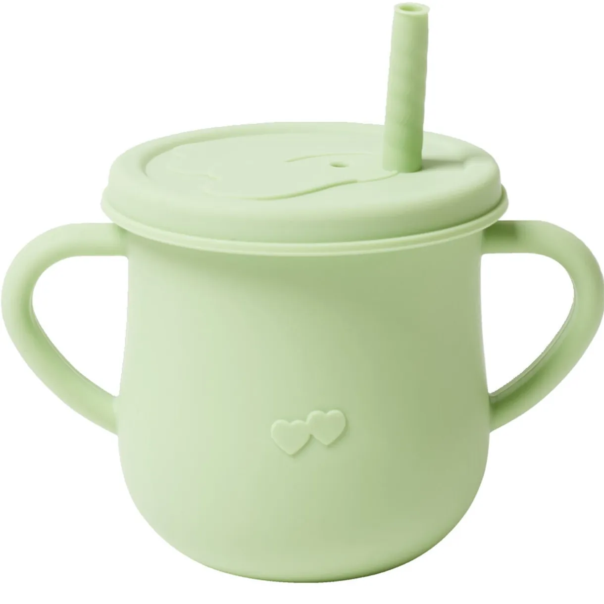 Gobelet bébé d'apprentissage à anses avec couvercle et paille silicone H11cm < Gifi Best
