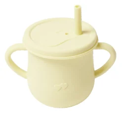 Gobelet bébé d'apprentissage à anses avec couvercle et paille silicone H11cm < Gifi Best