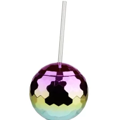 Gobelet boule disco avec paille plastique couleur dégradé Ø11cm < Gifi New