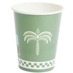 Gobelet carton x8 motif palmier vert et blanc 20cl < Gifi