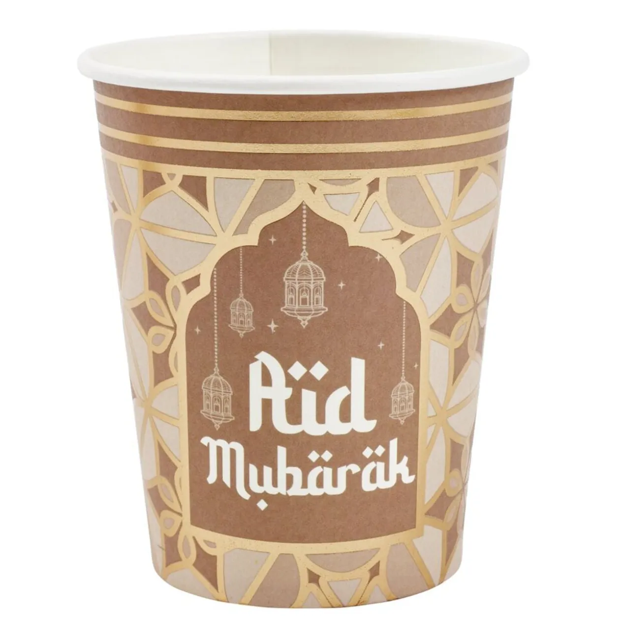 Gobelet carton x6 New Mirage inscription Aïd Mubäräk Ø5xH9cm