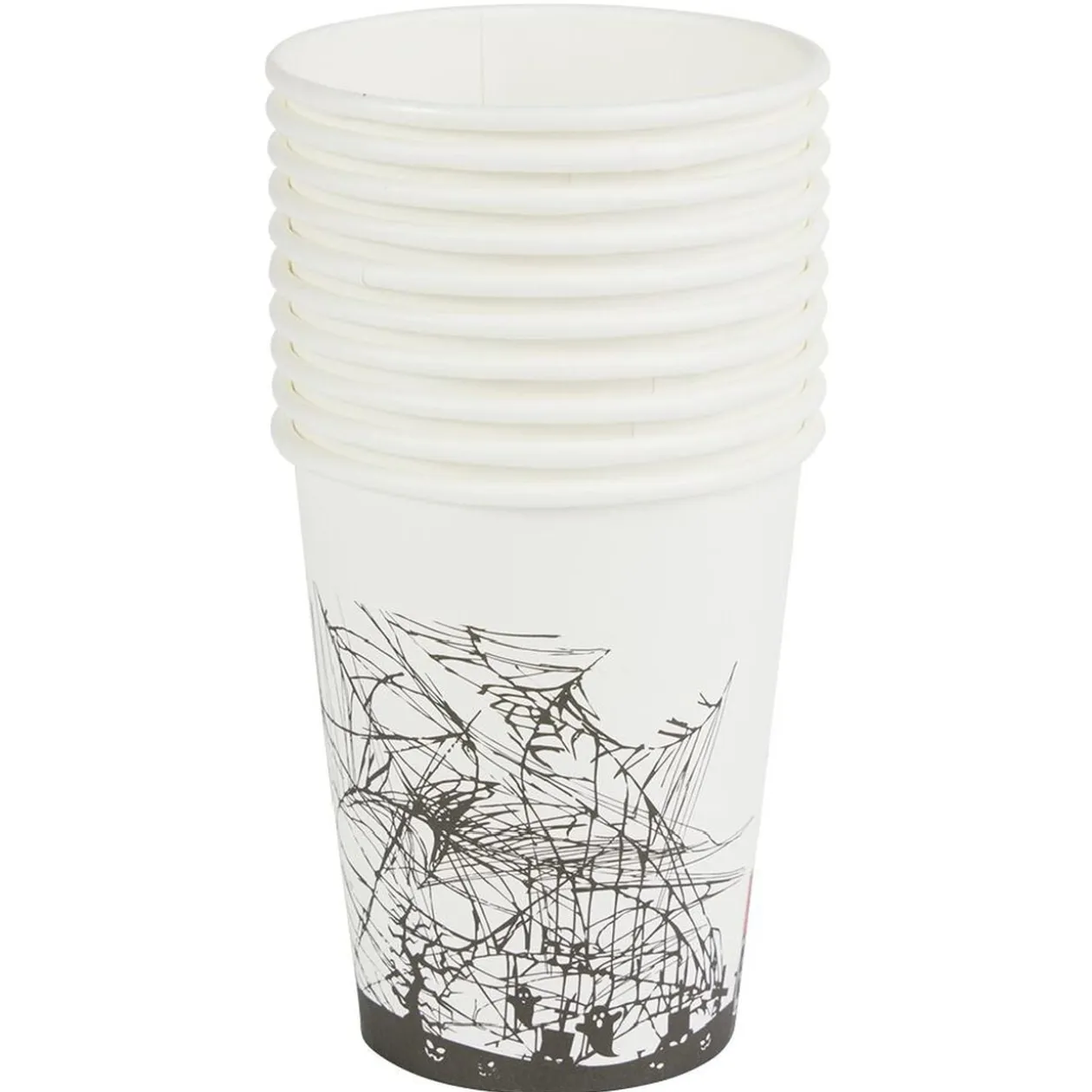 Gobelet en carton Halloween motif toile et fantôme 25cl x10