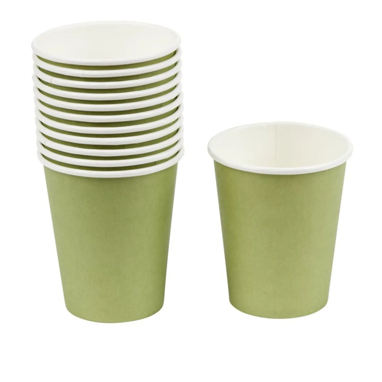 Gobelet en carton vert olive 25cl x12