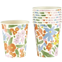 Gobelet en carton x8 motif fleur 25cl (2 modèles)