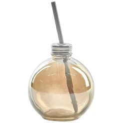 Gobelet en verre forme boule de Noël avec paille