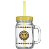 Gobelet en verre imprimé avec poignée paille et couvercle 480ml < Gifi Discount