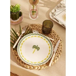 Gobelet en verre motif tropical avec paille et couvercle bambou 600ml (3 modèles)