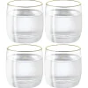 Gobelet en verre transparent avec liseré doré x4 < Gifi Outlet