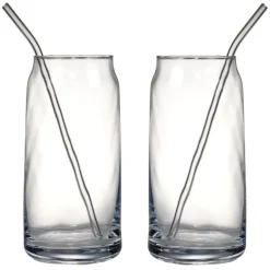 Gobelet et paille en verre transparent 45cl x2 < Gifi Hot