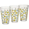 Gobelet haut verre transparent motif citron jaune et bleu 30cl x3