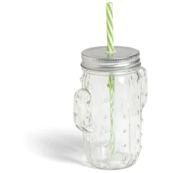 Gobelet 460ml forme cactus avec paille verre transparent < Gifi Hot