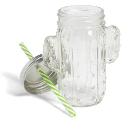 Gobelet 460ml forme cactus avec paille verre transparent < Gifi Hot