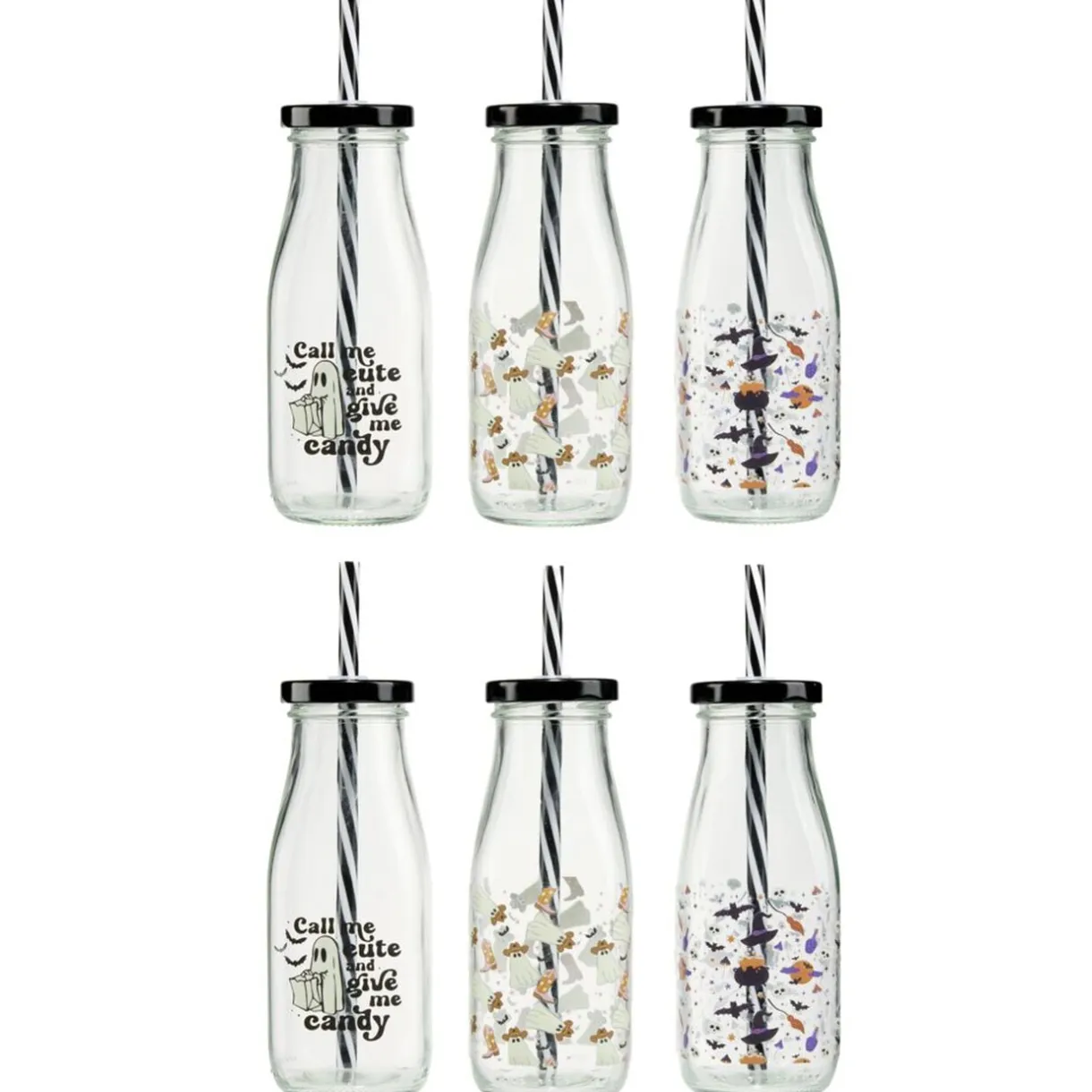 Gobelet paille Halloween 31cl verre motif phosphorescent (3 modèles) < Gifi Outlet
