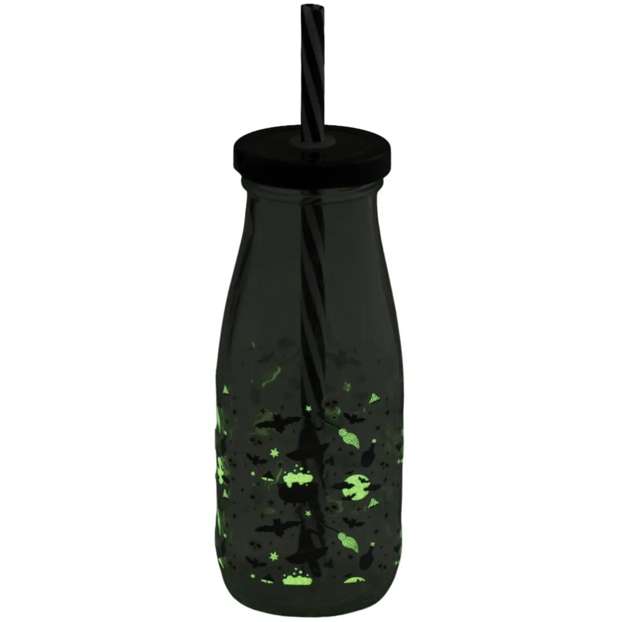 Gobelet paille Halloween 31cl verre motif phosphorescent (3 modèles) < Gifi Outlet