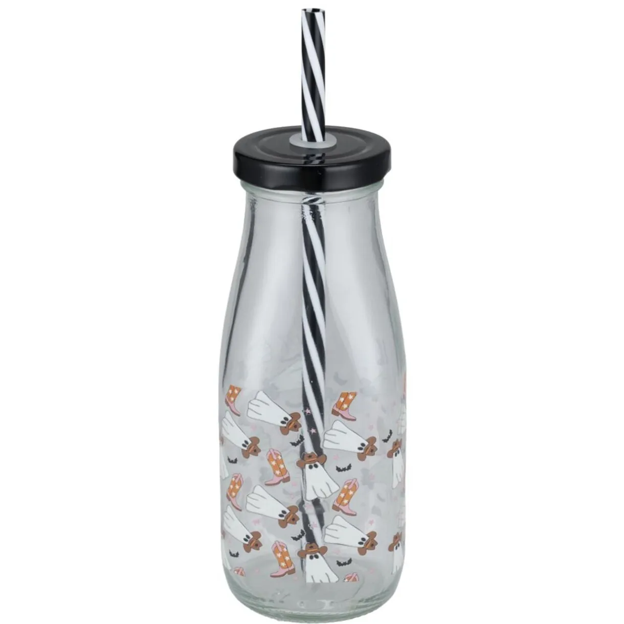 Gobelet paille Halloween 31cl verre motif phosphorescent (3 modèles) < Gifi Outlet
