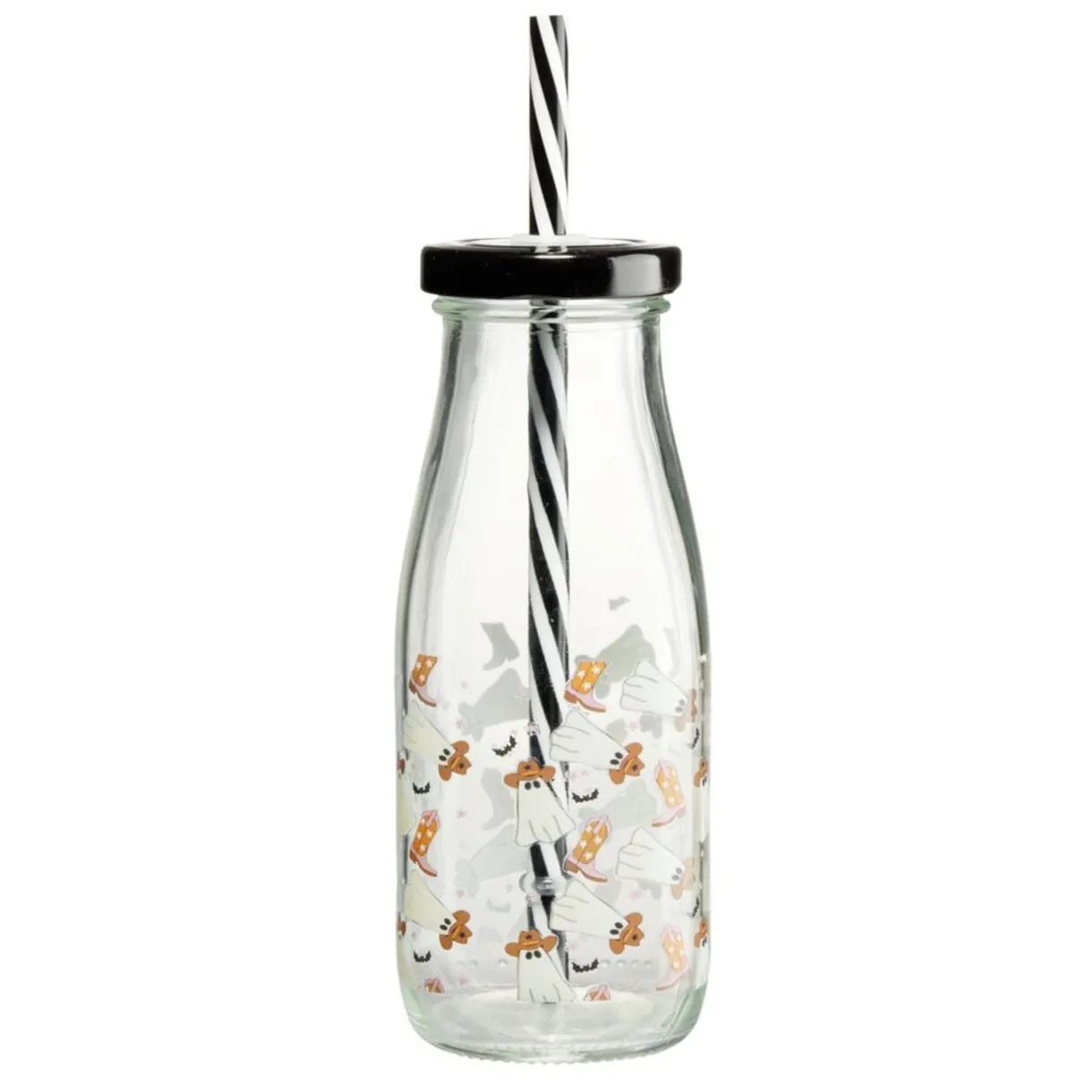 Gobelet paille Halloween 31cl verre motif phosphorescent (3 modèles) < Gifi Outlet