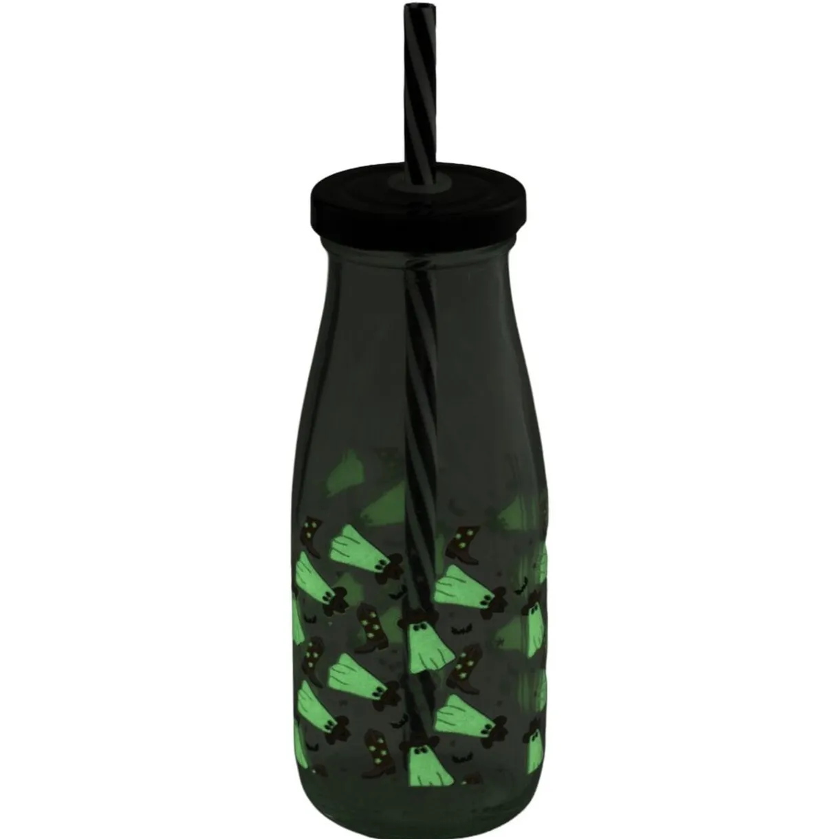 Gobelet paille Halloween 31cl verre motif phosphorescent (3 modèles) < Gifi Outlet