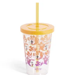 Gobelet à paille Mickey Disney Halloween fantôme orange et violet