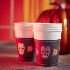 Gobelet papier Halloween tête de mort mexicaine 260ml x8