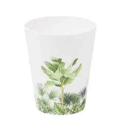 Gobelet plastique 30cl motif feuillage tropical blanc et vert Ø8xH9,5cm