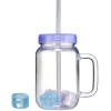 Gobelet pyrex 1,5L avec couvercle paille et glaçons (4 modèles)