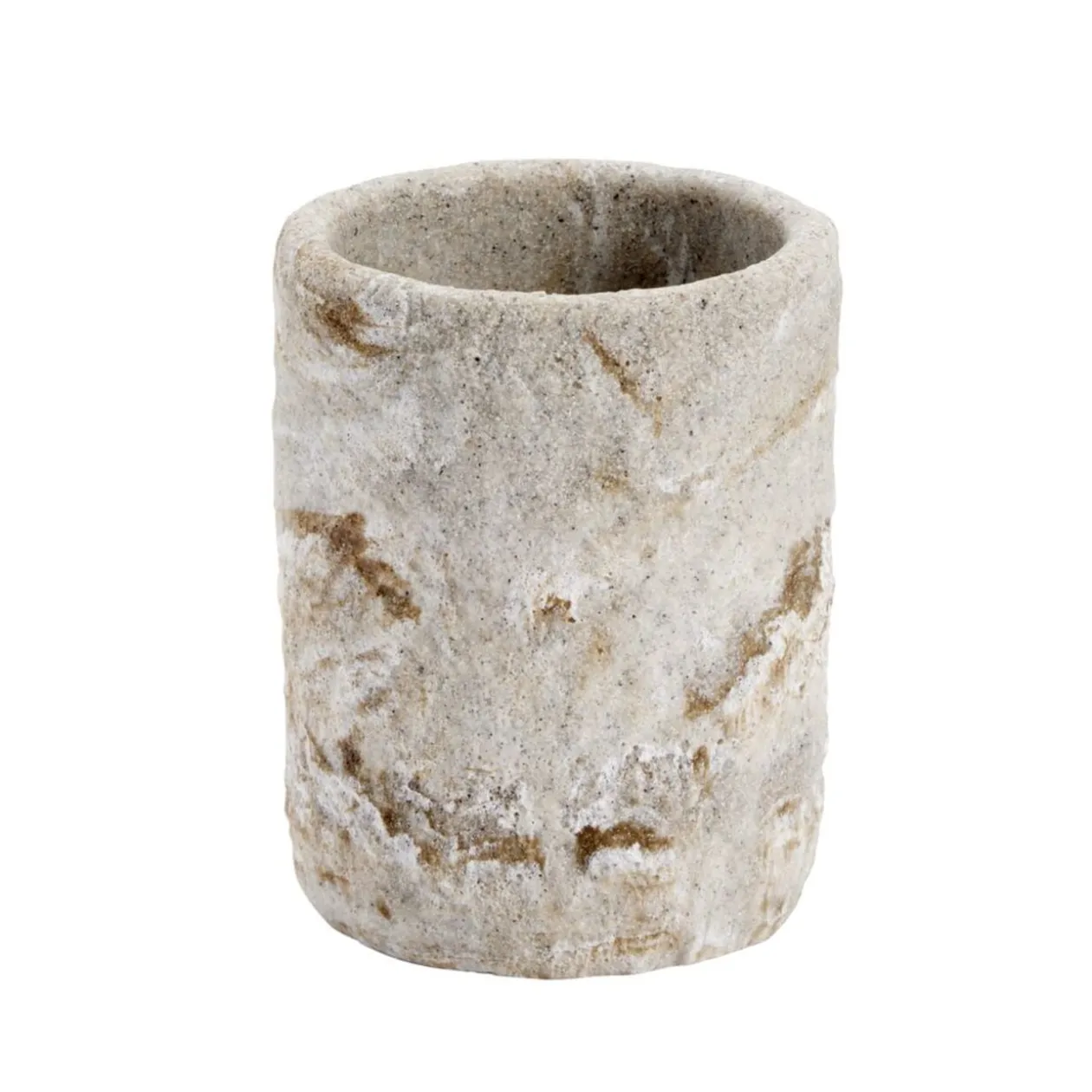 Gobelet salle de bain effet pierre plastique gris Ø7,5xH9,5cm