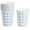 Gobelet x8 carton motif carreaux blanc et bleu 25cl
