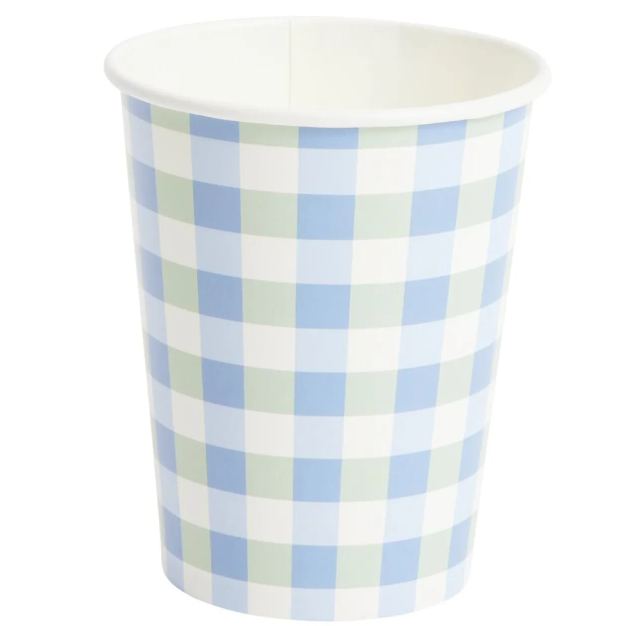 Gobelet x8 carton motif carreaux blanc et bleu 25cl