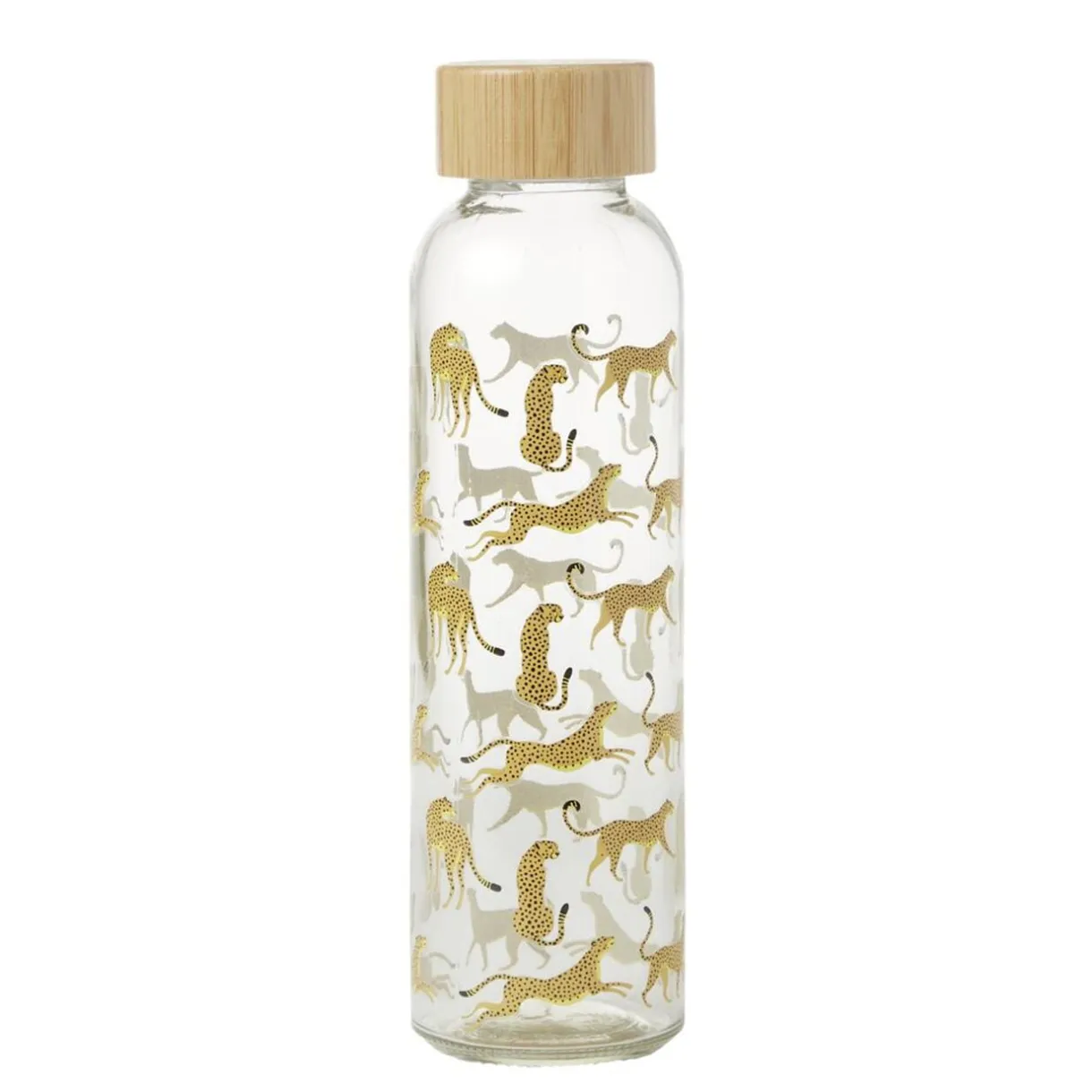 Gourde bouteille en verre avec bouchon bambou 500ml Ø6,5xH22cm < Gifi Hot