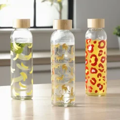 Gourde bouteille en verre avec bouchon bambou 500ml Ø6,5xH22cm < Gifi Hot