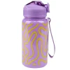 Gourde plastique 600ml bouchon paille motif ondulation Ø7,5xH21,5cm (2 modèles)