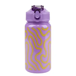 Gourde plastique 600ml bouchon paille motif ondulation Ø7,5xH21,5cm (2 modèles)