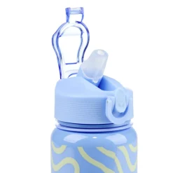 Gourde plastique 600ml bouchon paille motif ondulation Ø7,5xH21,5cm (2 modèles)