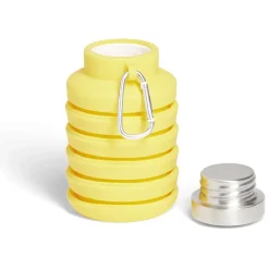 Gourde pliable silicone jaune avec mousqueton 200/480ml