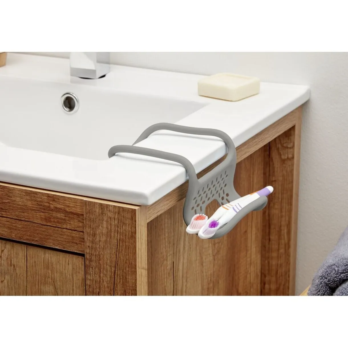 Égouttoir pour évier à suspendre caoutchouc gris 11x26,5cm < Gifi Discount