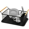 Égouttoir range-couverts poignées bambou plateau noir mat < Gifi