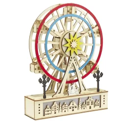 Grande roue animée en bois décoration à poser H24,5cm (2 modèles)