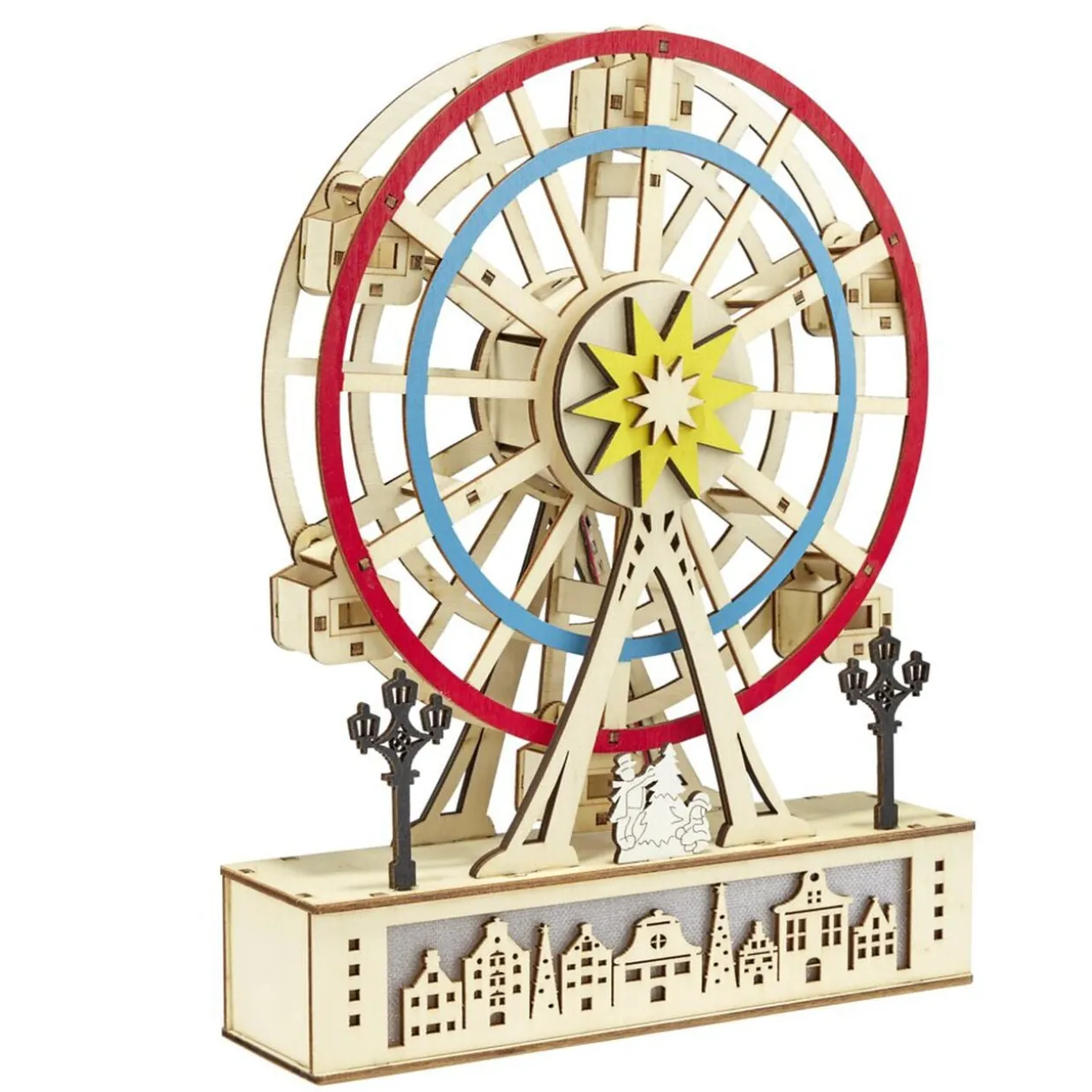Grande roue animée en bois décoration à poser H24,5cm (2 modèles)