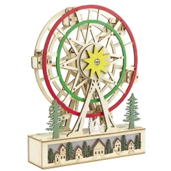 Grande roue animée en bois décoration à poser H24,5cm (2 modèles)