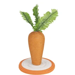 Griffoir pour chat forme carotte en bois et jute Ø26xH15cm < Gifi New