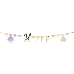 Guirlande anniversaire Happy Birthday aluminium thème fée licorne 2m
